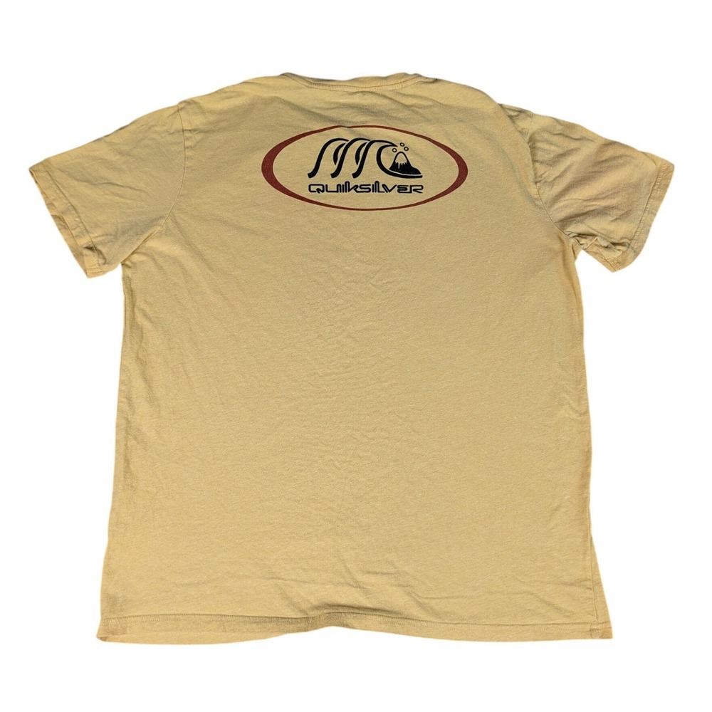 Quiksilver T-Shirt Mens XL Yellow Graphic Logo Surf Skate Excellent